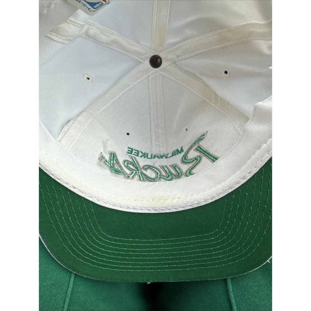 Vintage‎ Milwaukee Bucks Sports Specialties NBA Basketball White Hat Script RARE